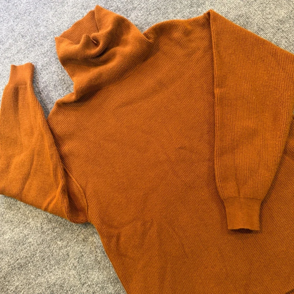 Free People My Only Sunshine Turtleneck Ribbed Sweater Rust Orange XS